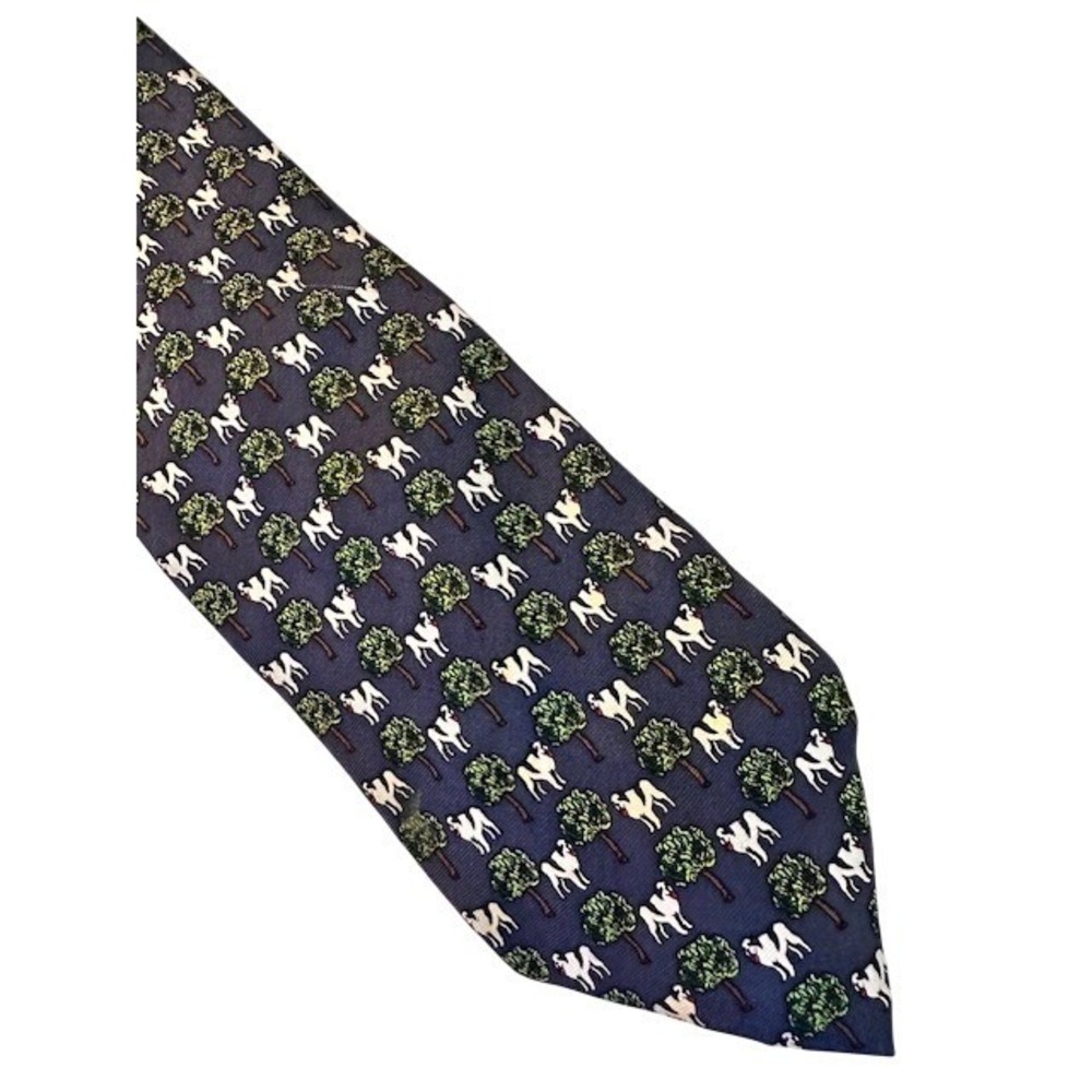 Big‎ Dogs Vintage 1995 Silk Tie Navy Blue St Bernard Dog Tree Novelty Print